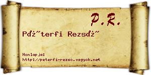 Péterfi Rezső névjegykártya